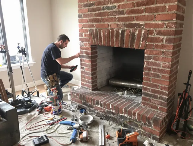 Suffield Chimney Sweep specialist finalizing chimney liner service in Suffield, CT