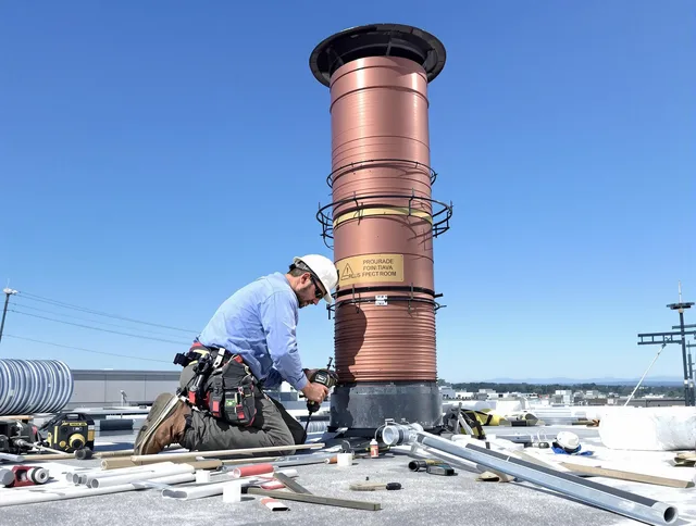 Installed chimney liner by Suffield Chimney Sweep in Suffield, CT