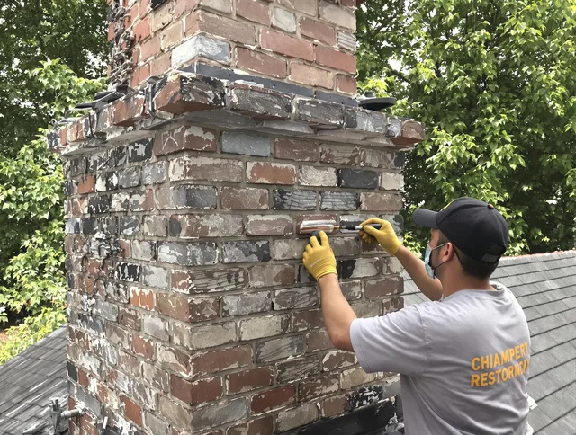 In-progress chimney restoration by Suffield Chimney Sweep in Suffield, CT