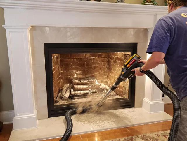 Fireplace cleaning performed by Suffield Chimney Sweep in Suffield, CT