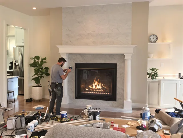 Newly installed fireplace by Suffield Chimney Sweep in Suffield, CT